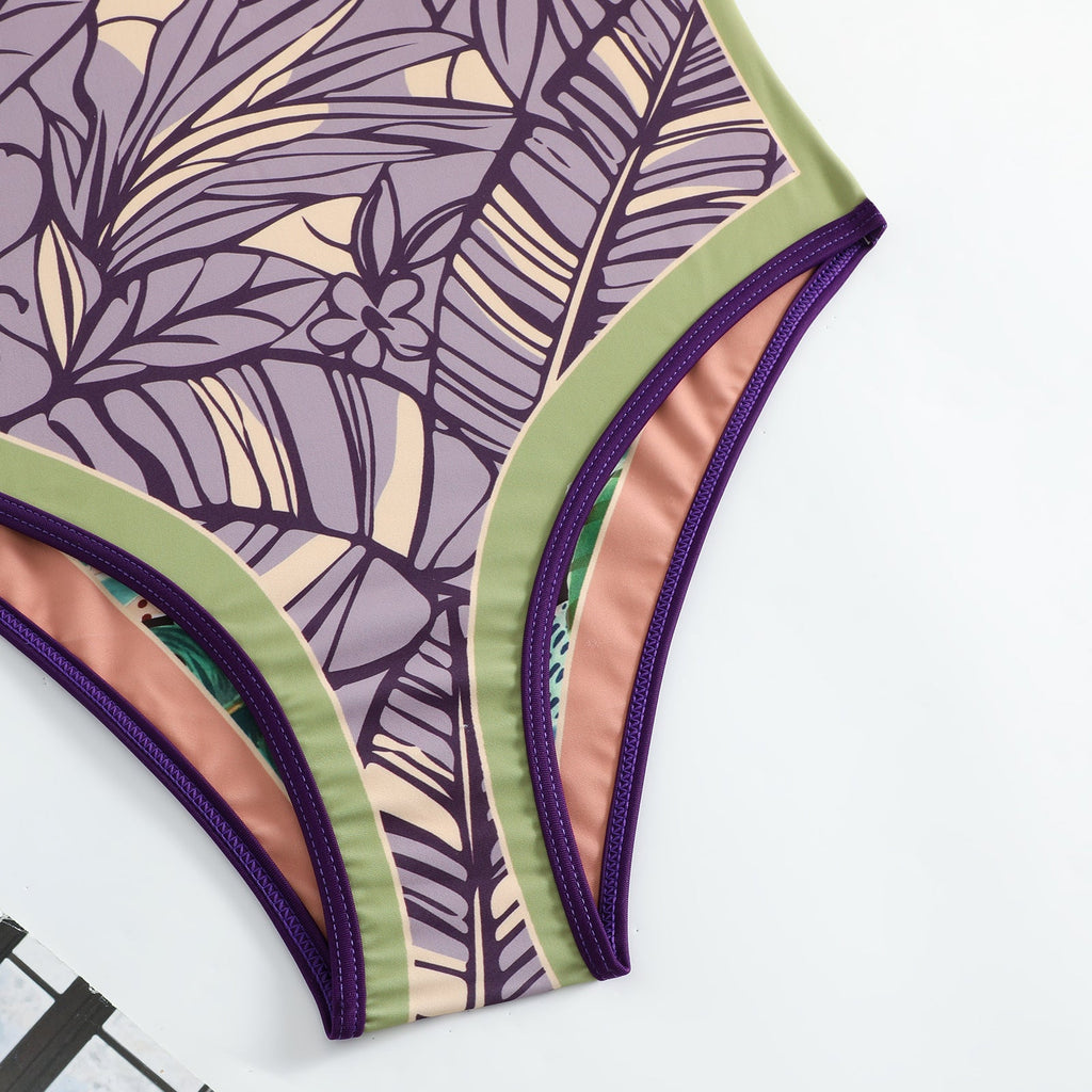 Floral AB Side Reversible One Piece Swimwear SKSW40089T