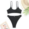 Ladies Eyelet Solid Color 2PCS Bikini Set SKSW40107