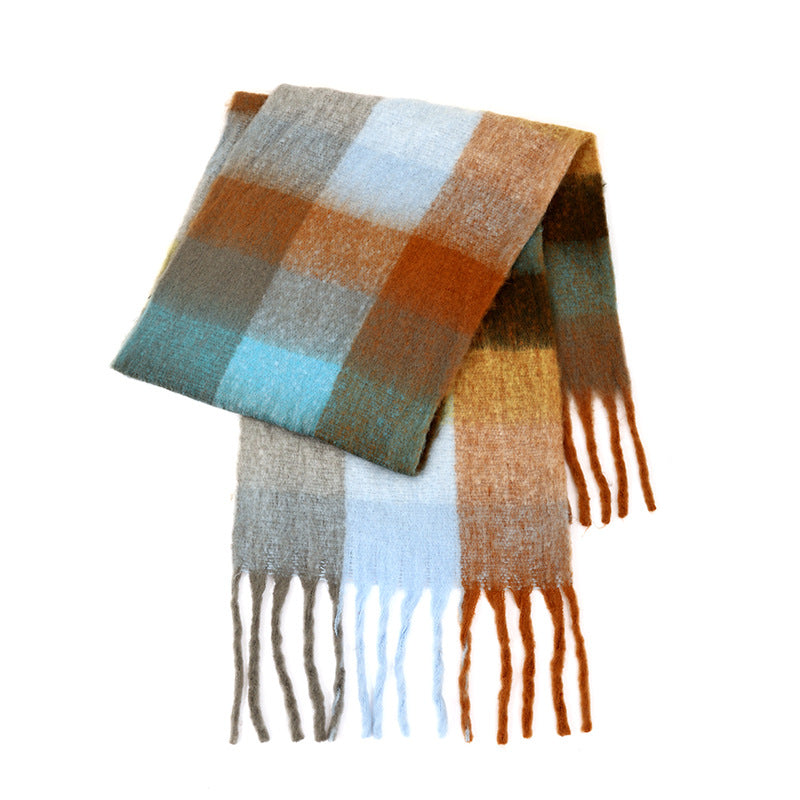 Ladies Color Block AC Plaid Daily Scarf SKAS4201