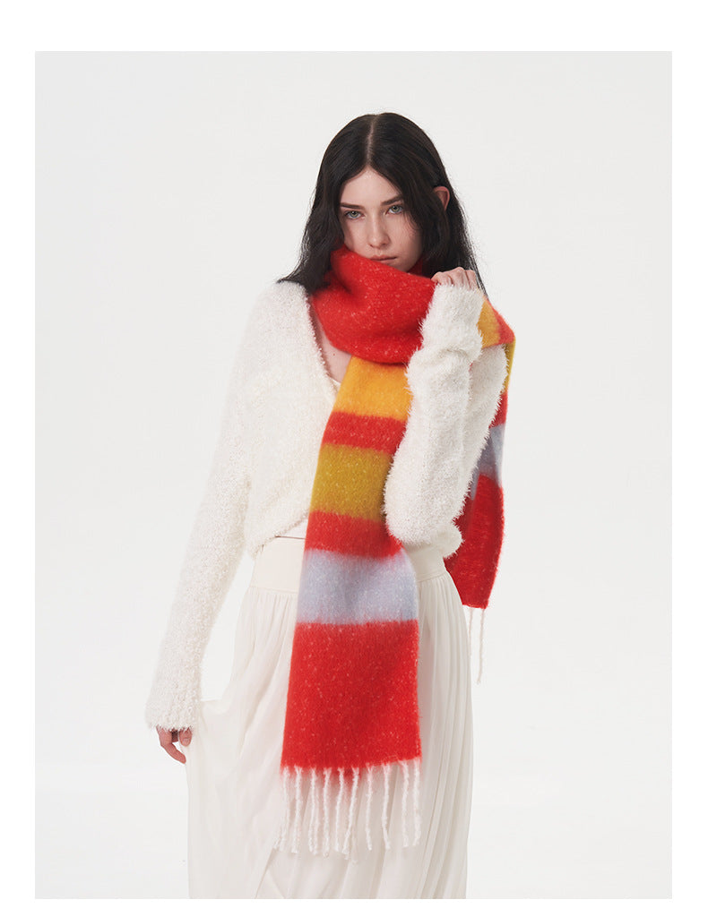 Ladies Color Block Stripe Everyday Scarf SKAS4196