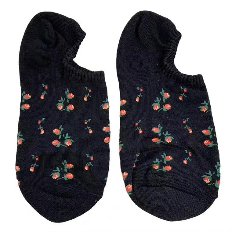 Ladies Small Floral Knit Boat Socks SKAS50022
