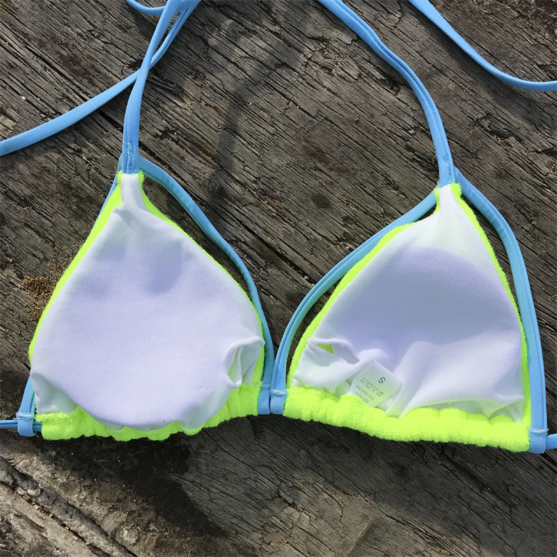 Triangle Color Block 2PCS Bikini Set SKSW40094