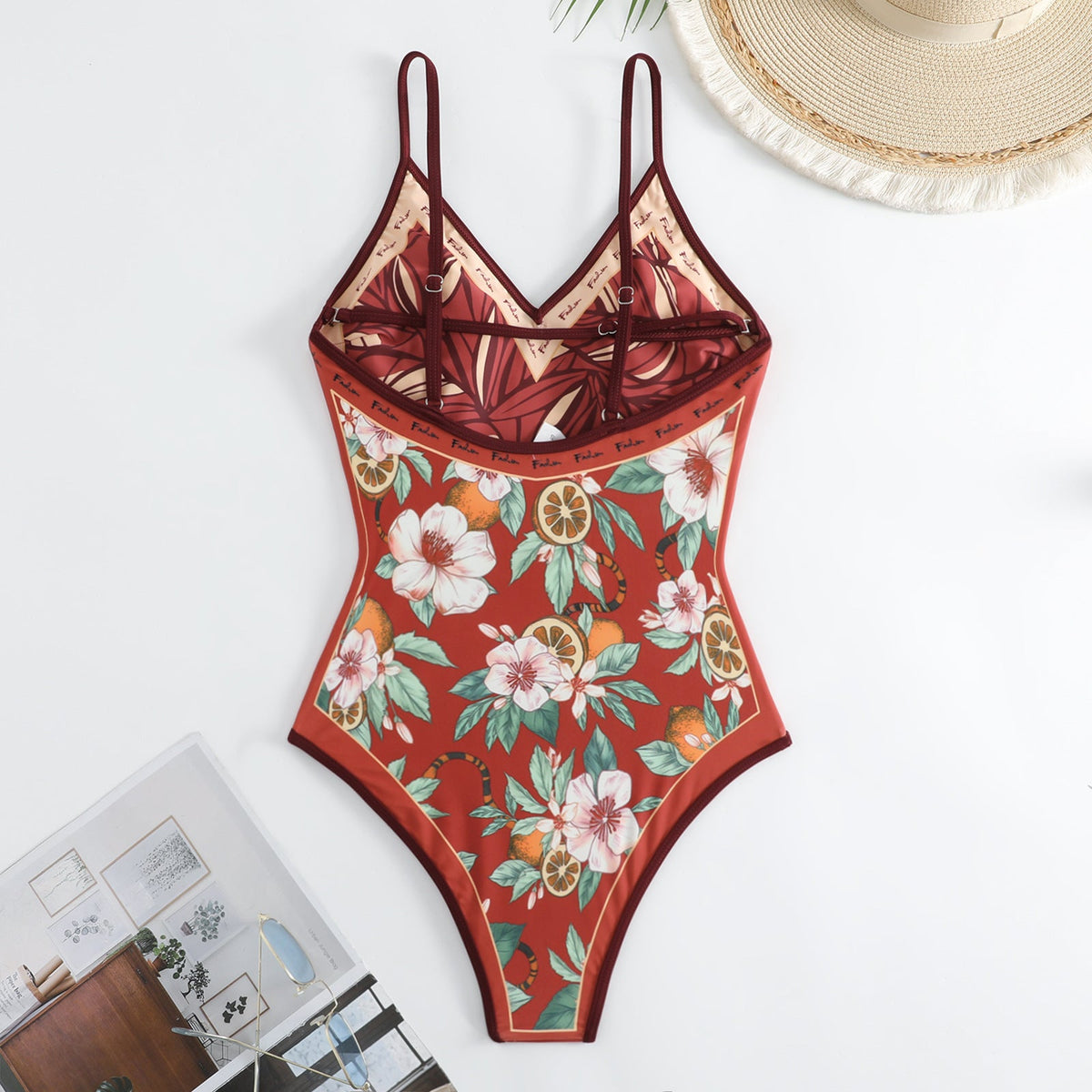 Floral AB Side Reversible One Piece Swimwear SKSW40089T