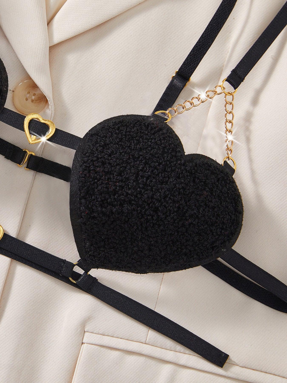 Ladies Spicy Heart Shaped Bra Thong 2PCS Lingerie Set SKLG4017