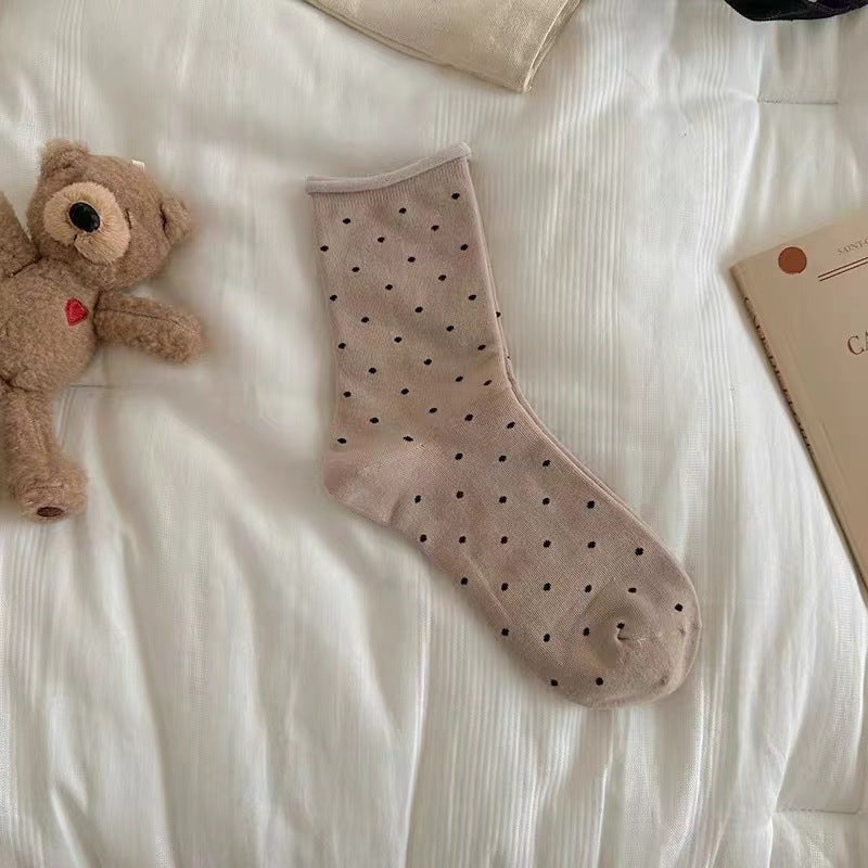 Ladies Polka Dot Knit Midi Socks SKAS50017