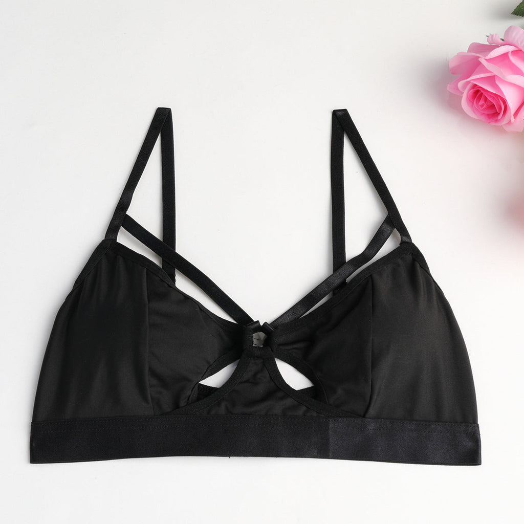 Ladies Solid Color Feather 3PCS Lingerie Set SKLG4098