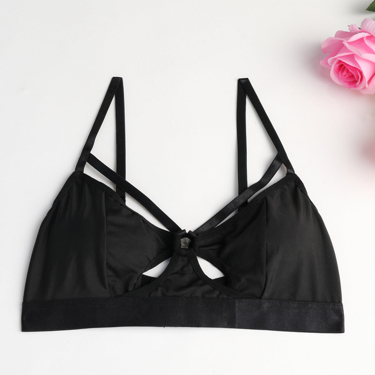 Ladies Solid Color Feather 3PCS Lingerie Set SKLG4098