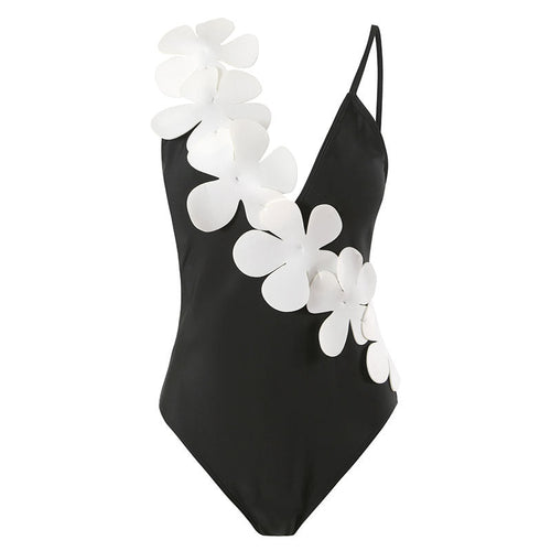 Flower Shoulder One Piece Swimwear 2PCS Set SKSW40141
