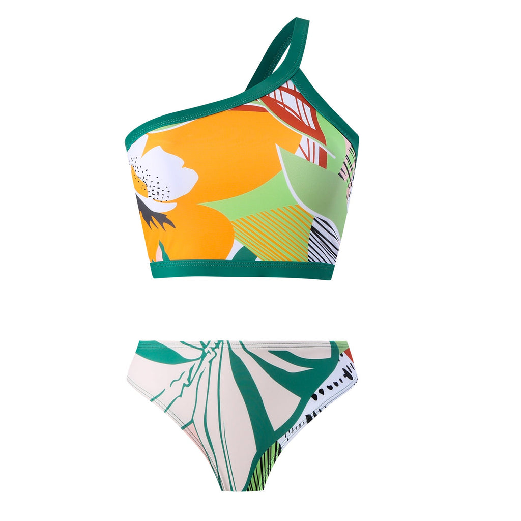 Ladies Print Tassels One Shulder Bikini Set SKSW40118