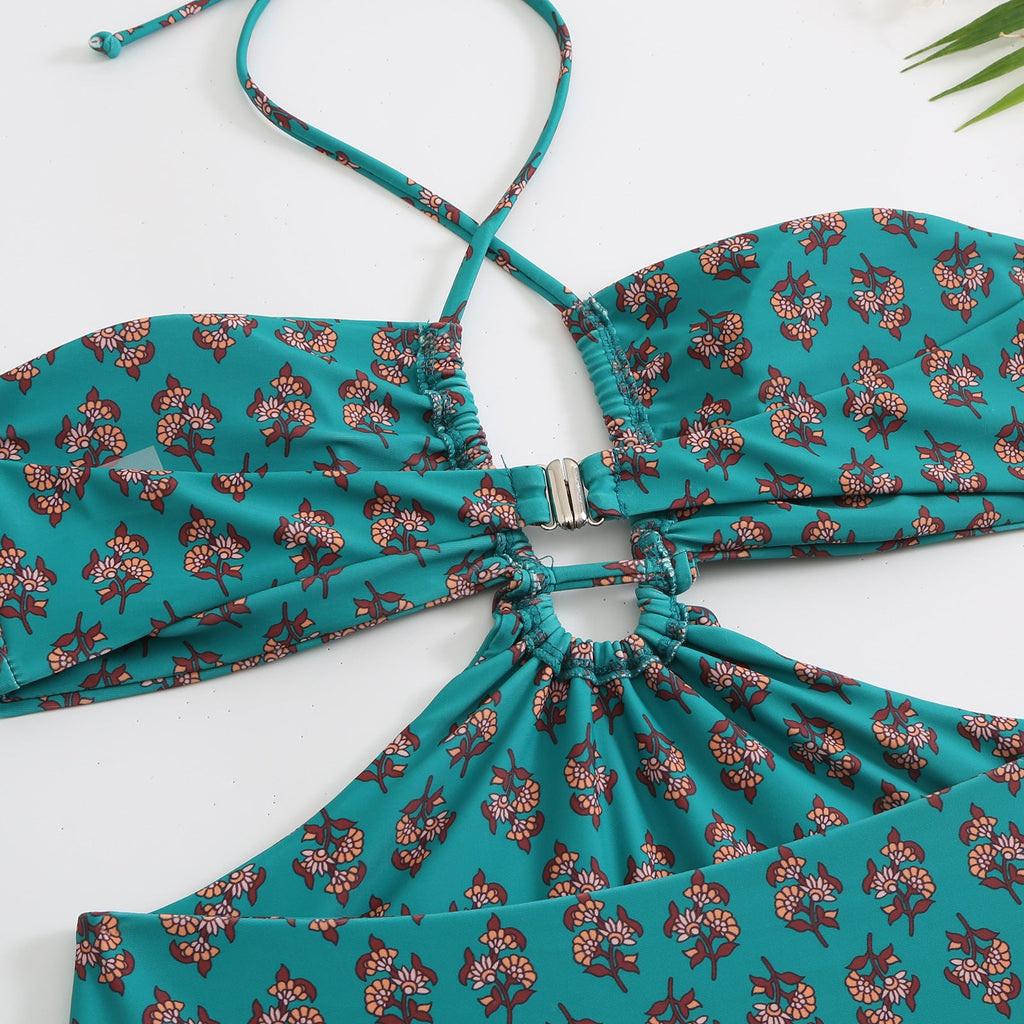 String Halter One Piece Swimwear with Cover SKSW40150