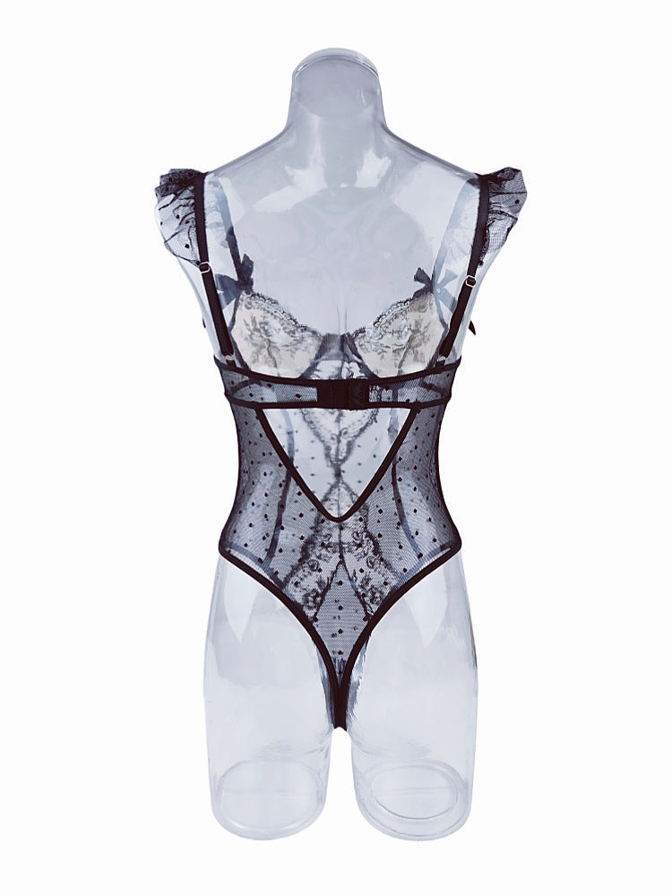 Ladies Floral Lace Color Block Sexy Teddy SKLG4161