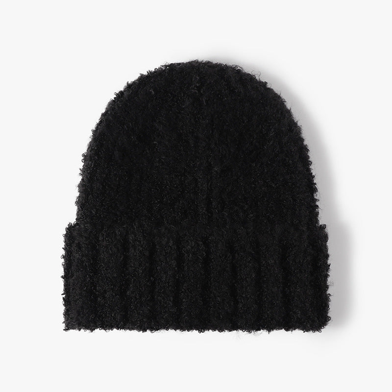 Ladies Solid Color Loop Fold Knit Hat SKAH4213