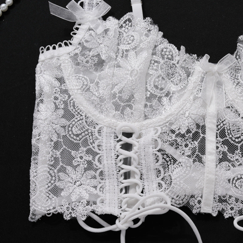 Ladies Floral Embroidery 2PCS Lingerie Corset Set SKLG4101