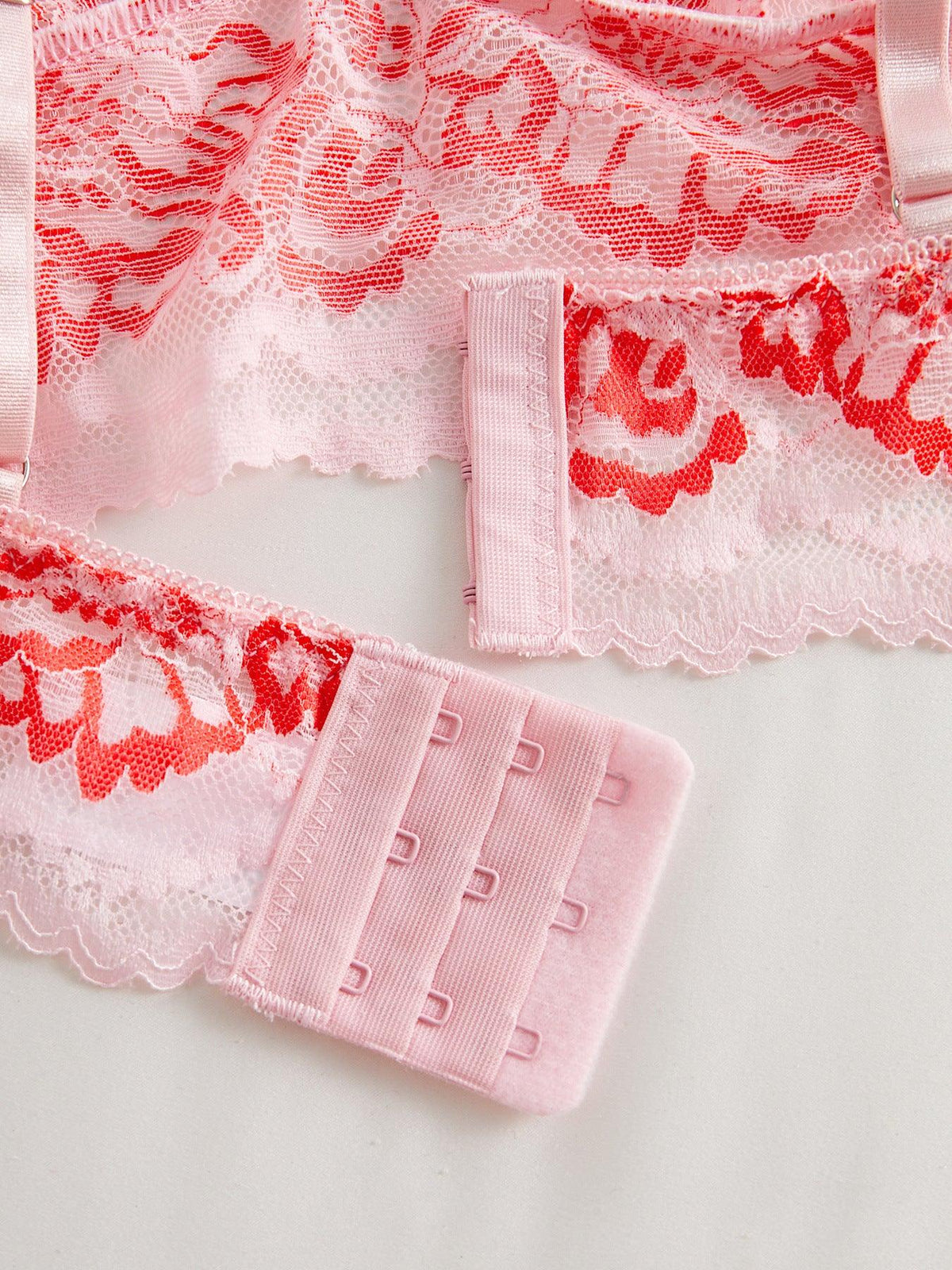 Ladies See Through Floral Lace 2PCS Lingerie Set SKLG4011