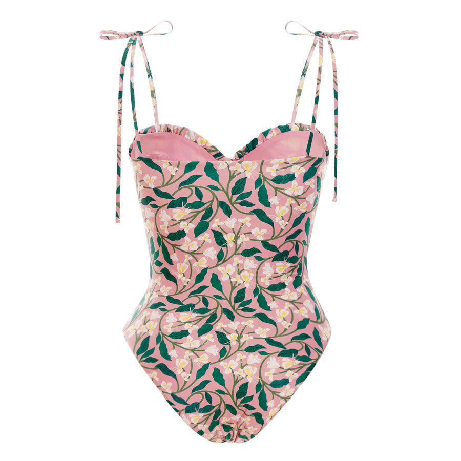 String Shoulder Floral Swimwear with Salong SKSW40157