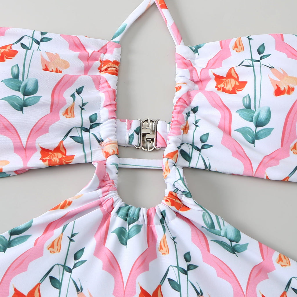String Halter One Piece Swimwear with Cover SKSW40150