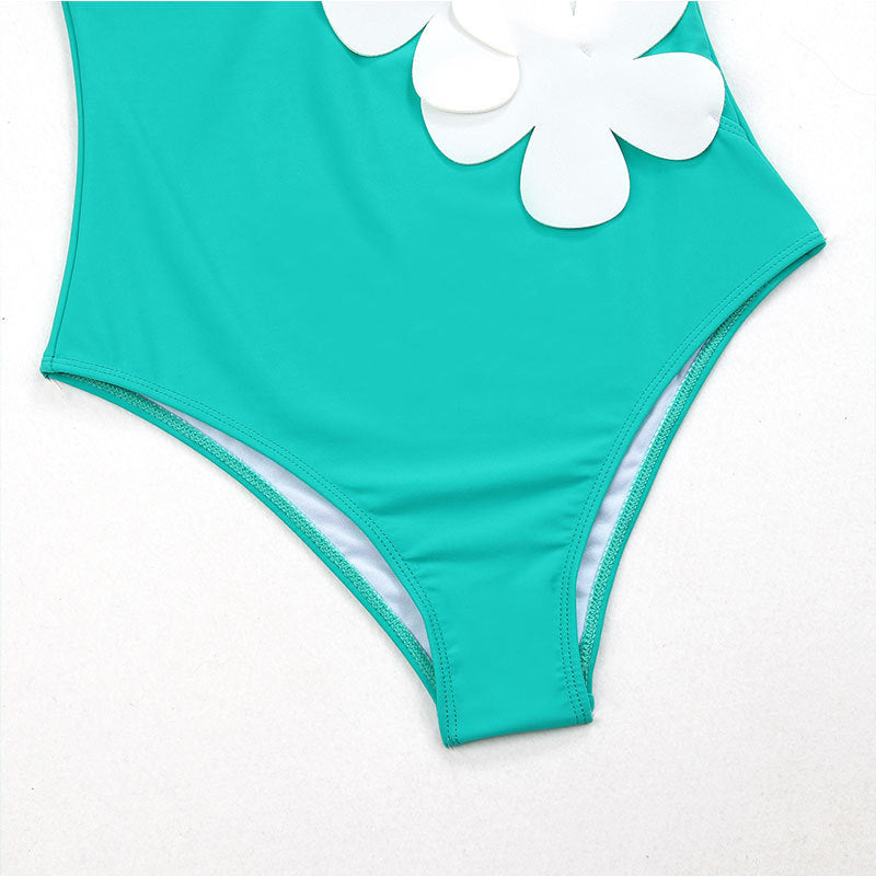 Flower Shoulder One Piece Swimwear 2PCS Set SKSW40141