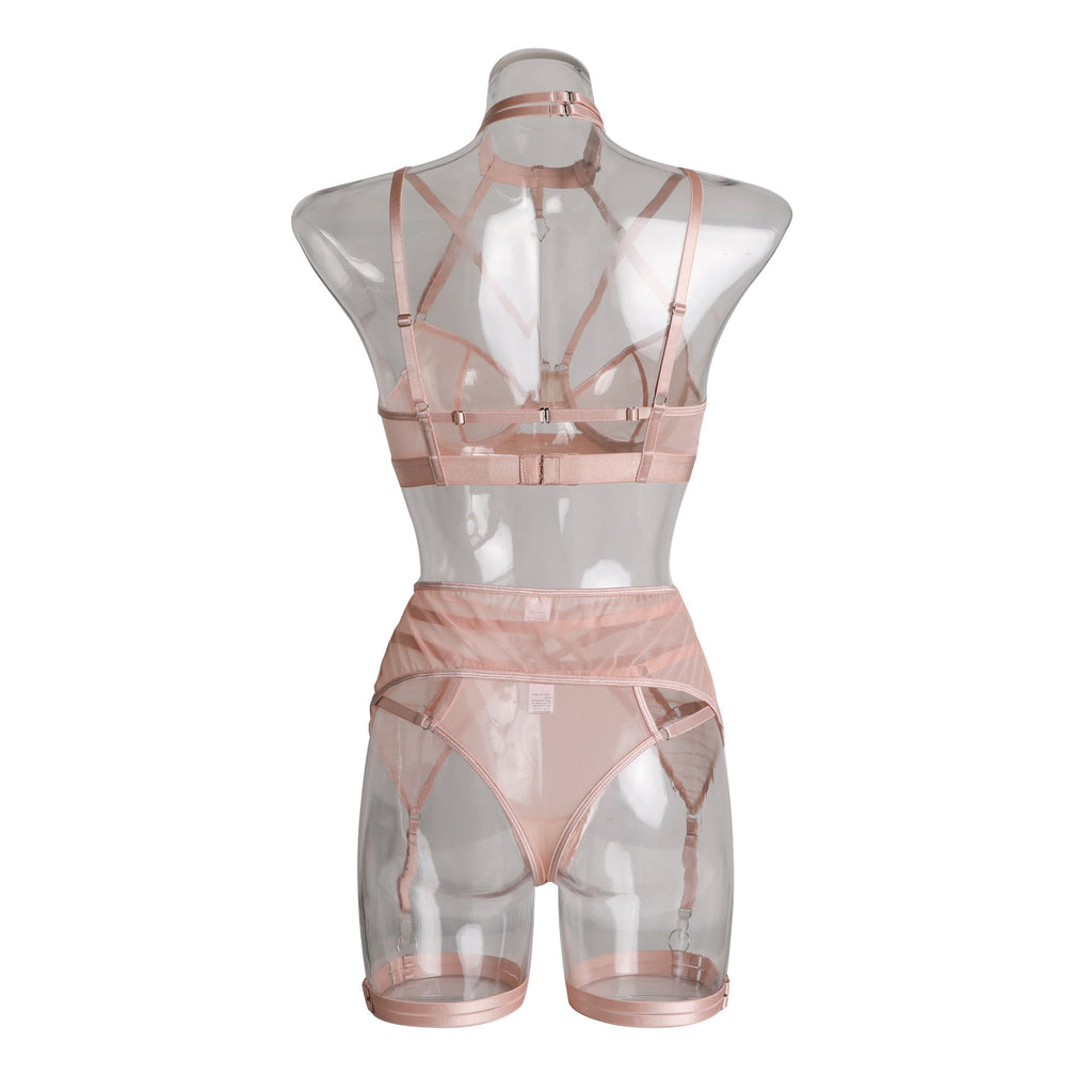 Ladies Solid Color 3PCS Lingerie Set SKLG4090