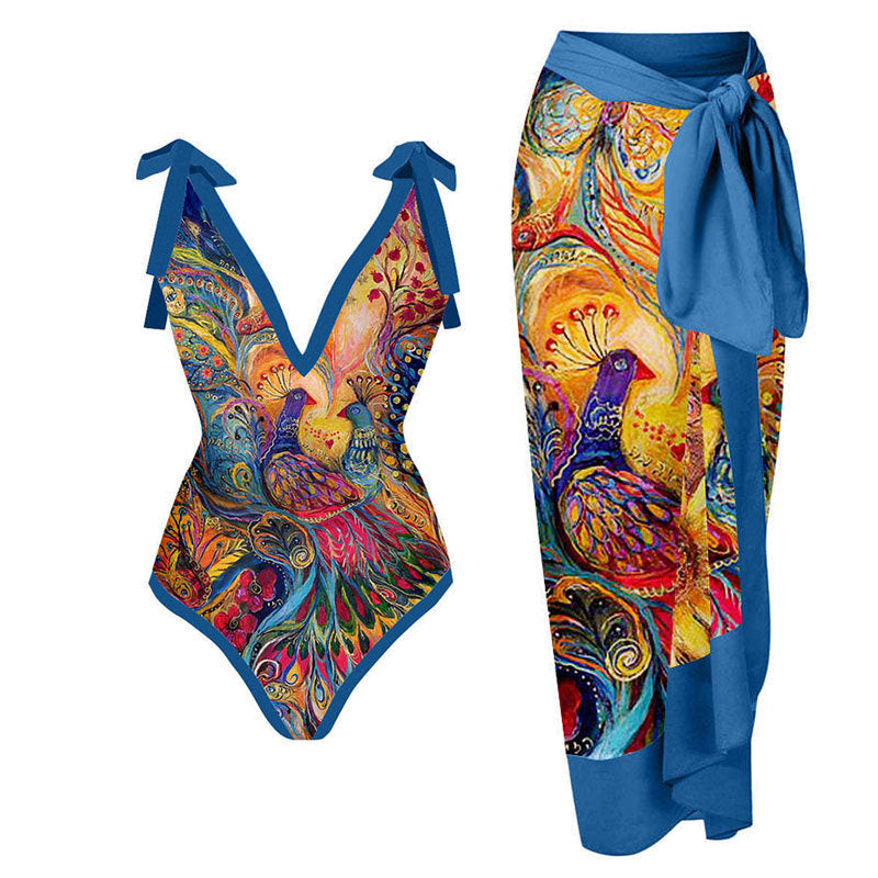 Ladies One Piece with Salong Cover Swimsuit SKSW40080ST