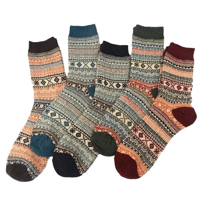 Unisex Vintage Bohemia Totem Knit Socks SKASC4179