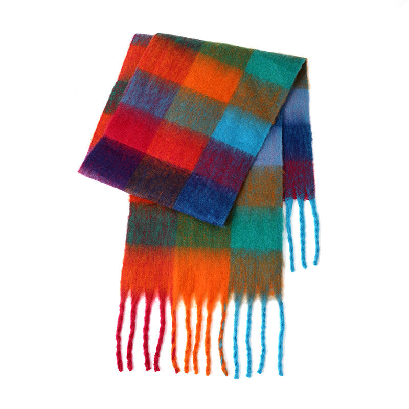 Ladies Color Block AC Plaid Daily Scarf SKAS4201