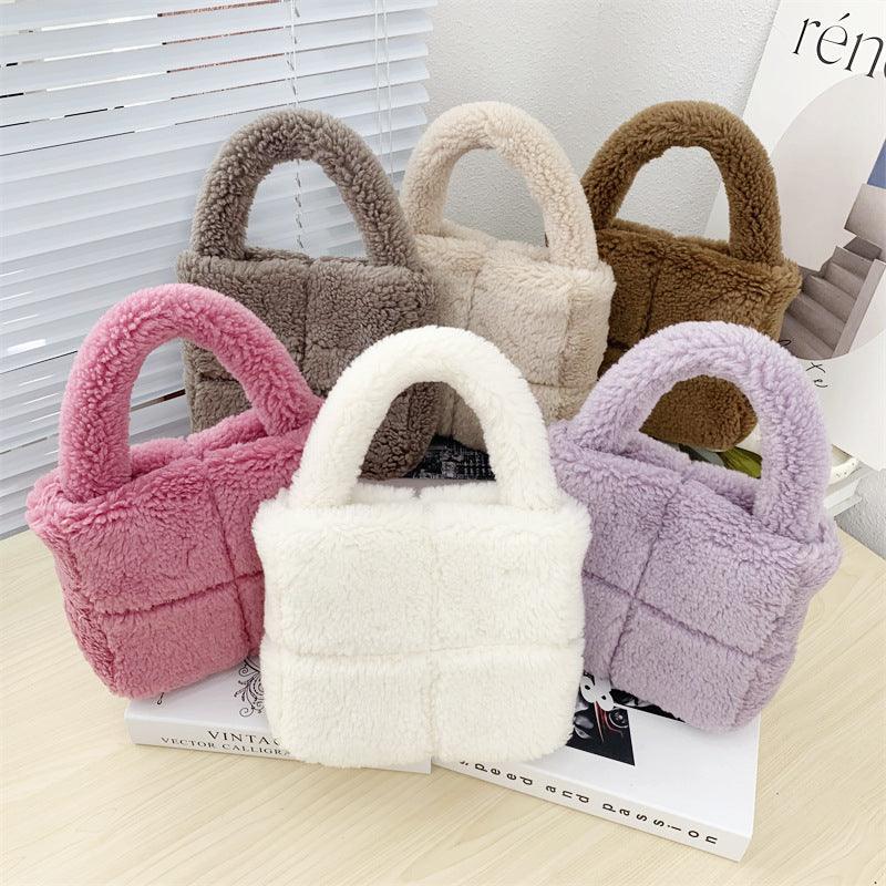 Ladies Fleece Faux Fur Looking Hand Bag SKABG4099