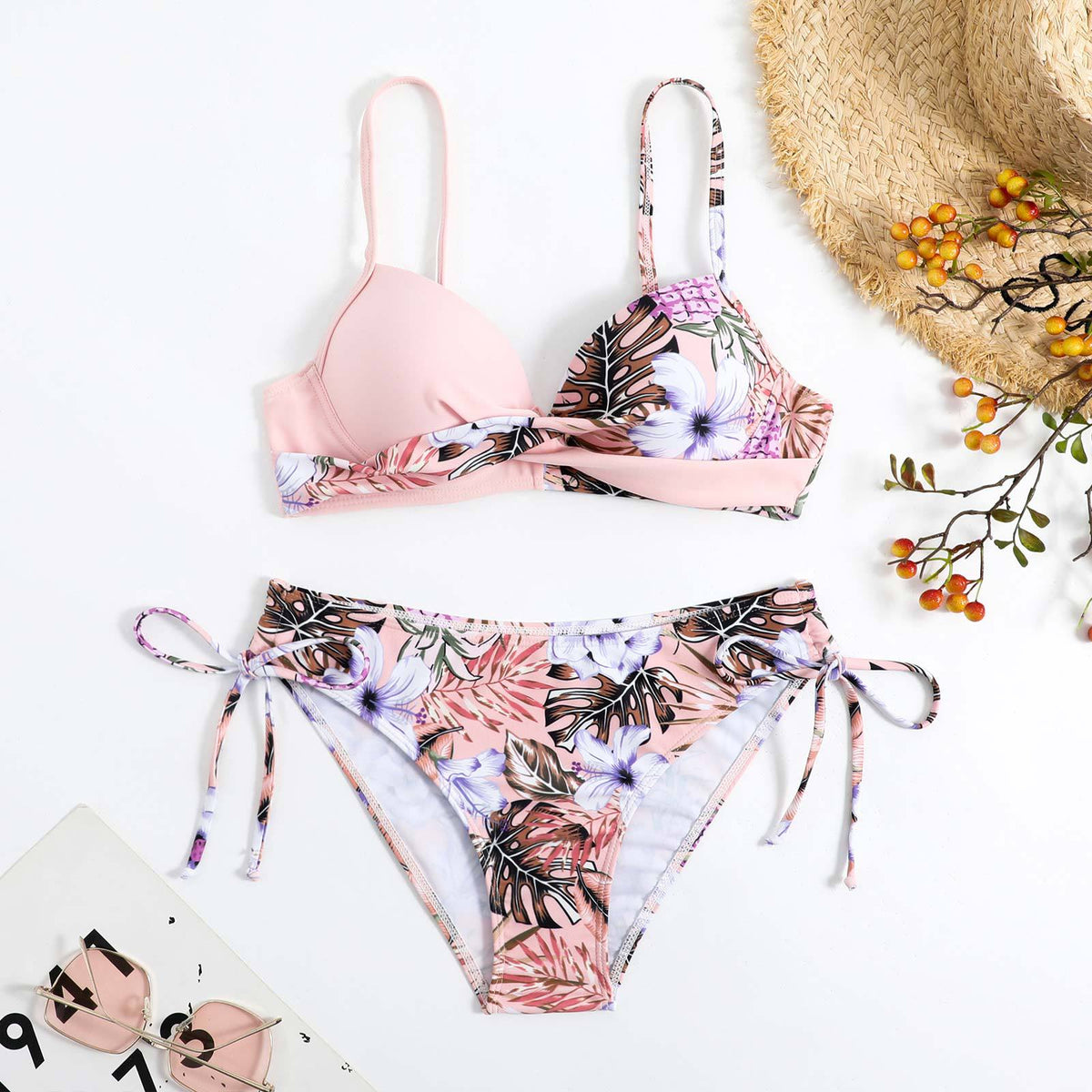 Ladies Floral Print 2PCS Biniki Set SKSW40102