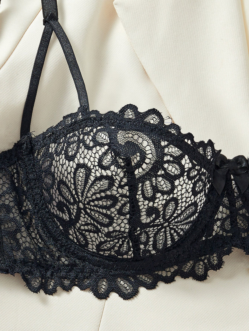Ladies Floral Lace See Sheer Lingerie Set SKLG4151