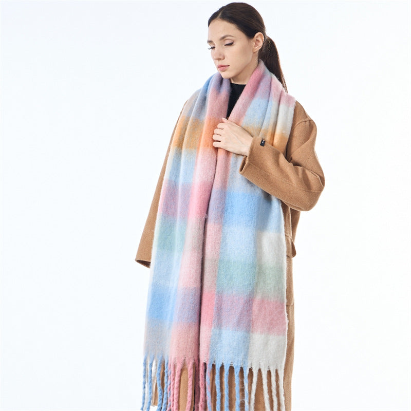 Ladies Color Block AC Plaid Daily Scarf SKAS4201