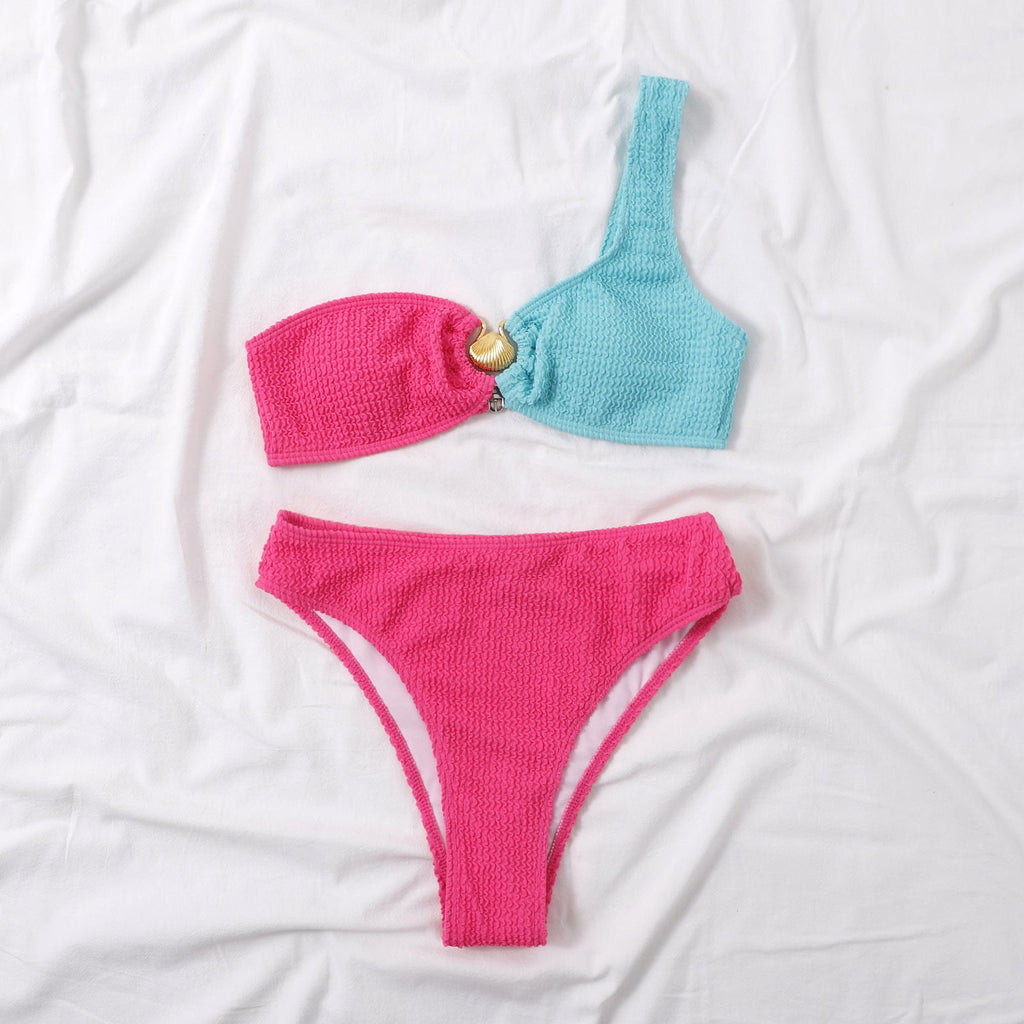 Ladies Color Block Seashell 2PCS Bikini Set SKSW40103