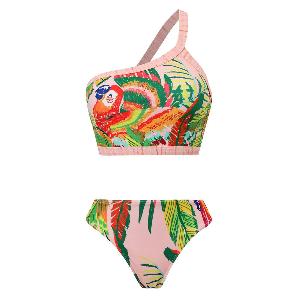 Ladies Print Tassels One Shulder Bikini Set SKSW40118