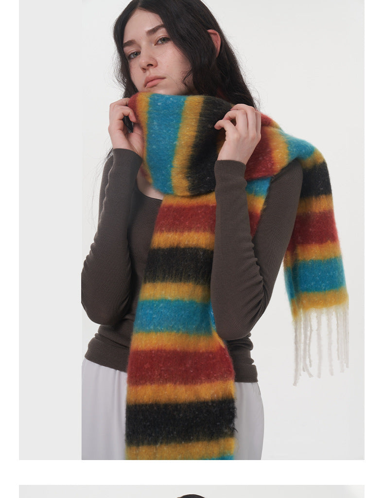 Ladies Color Block Stripe Everyday Scarf SKAS4196