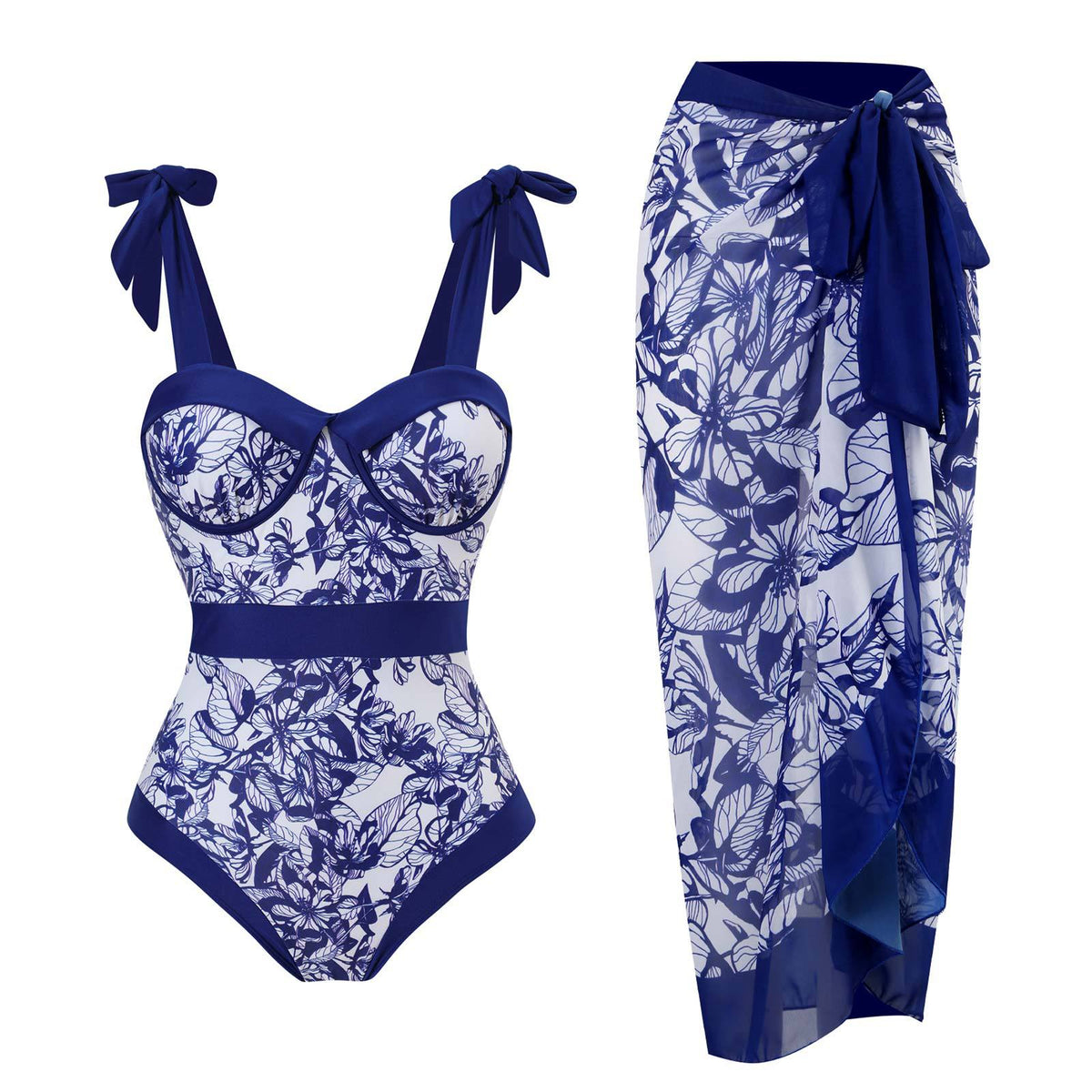 Strape Shoulder One Piece Swimwear with Salong SKSW40116