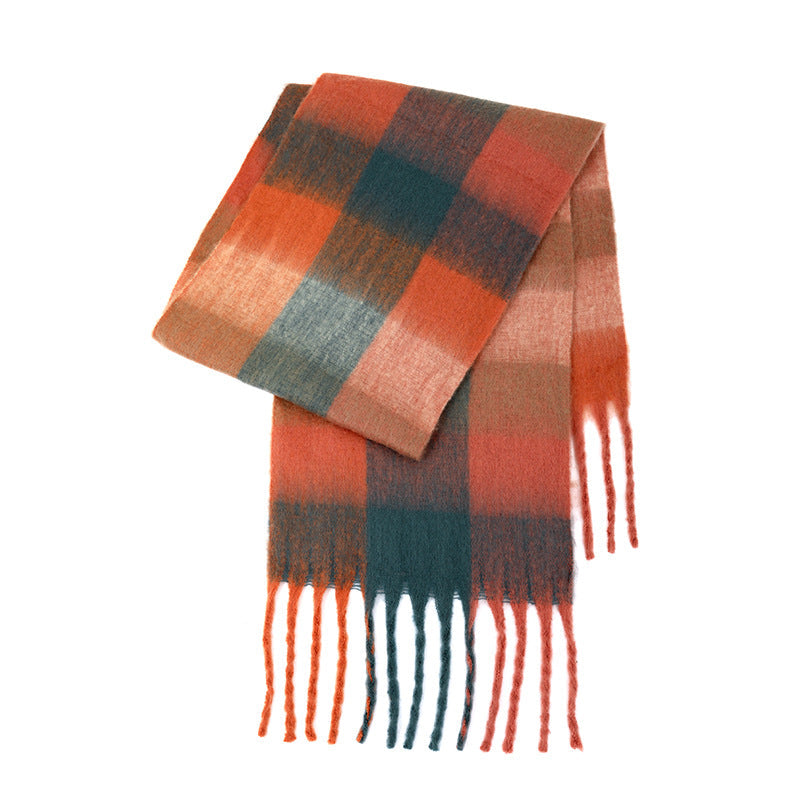 Ladies Color Block AC Plaid Daily Scarf SKAS4201
