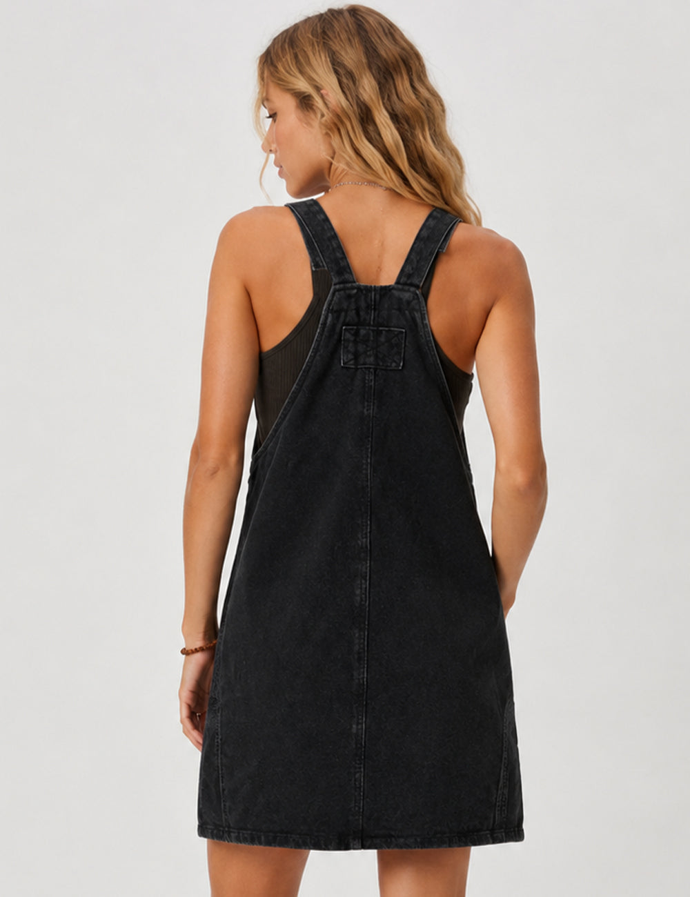 Ladies Pocket Denim Mini Overall Dress
