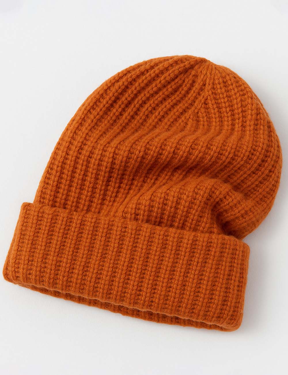 Ladies Solid Color Ribbed Knit Folded Hem Slouchy Hat