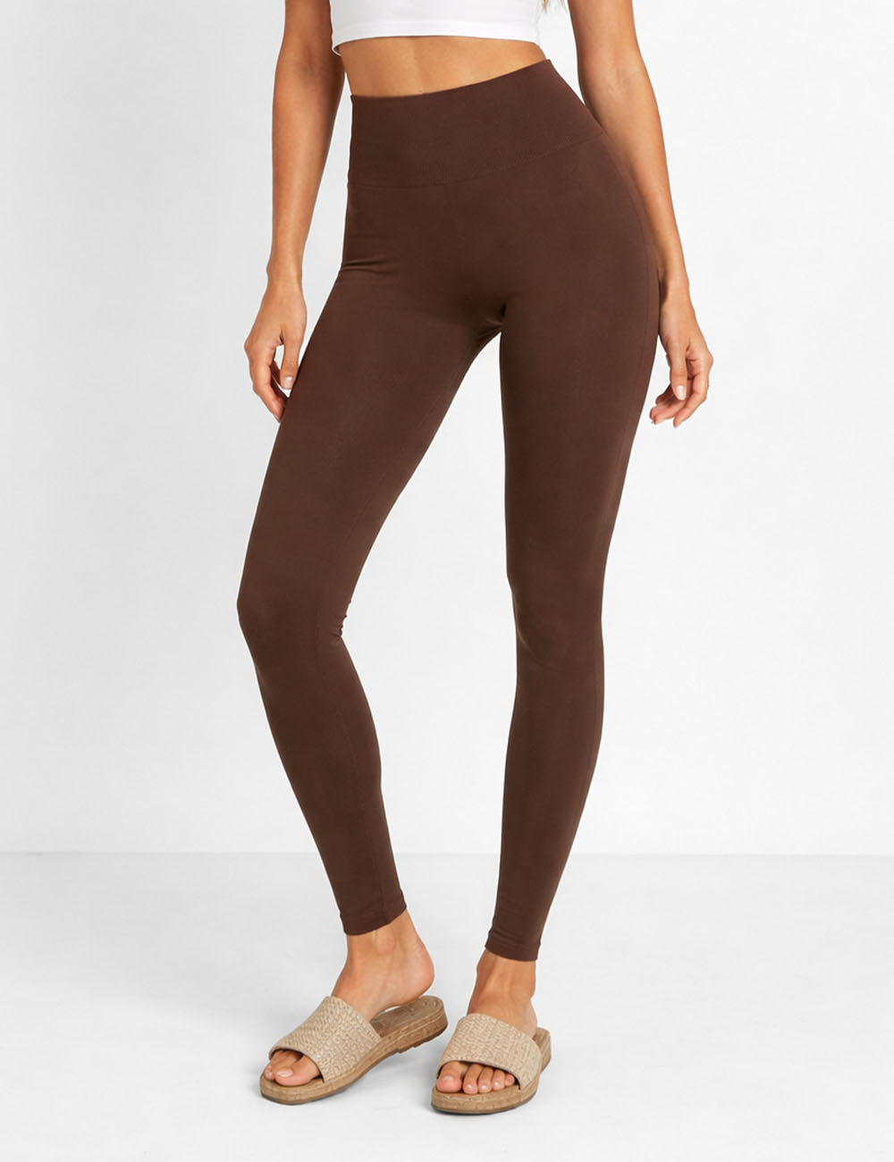 Ladies Seamless Elastic Waist Solid Color Yoga Pants
