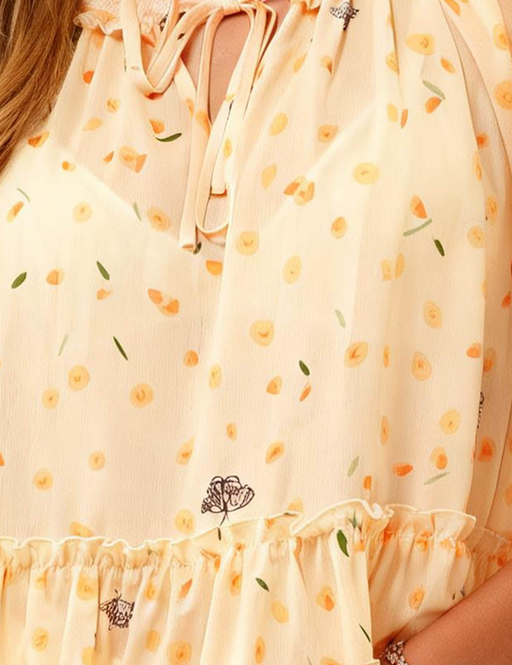 Ladies Floral Print Ruffle Blouse & Maxi Skirt Matching Set