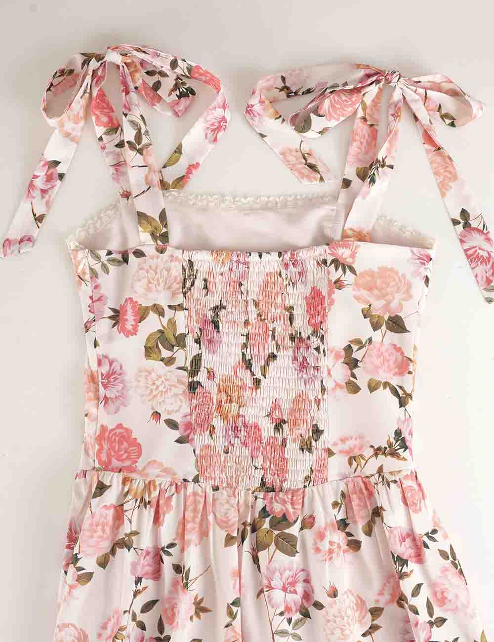 Ladies Floral Print Strap Shoulder Midi Dress