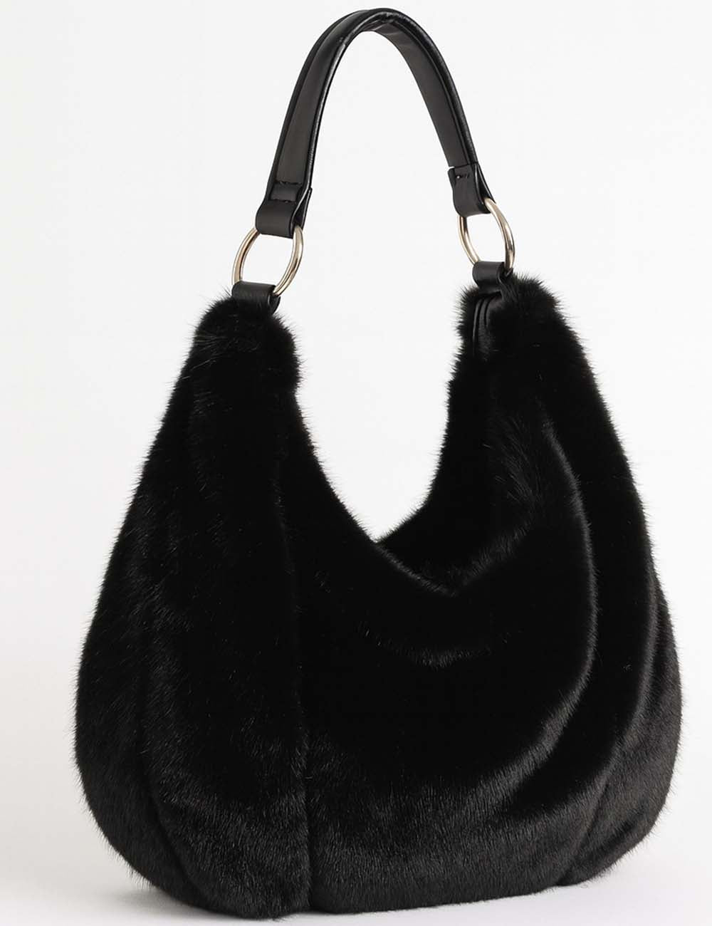 Ladies Faux Mink Fur Handbag Shoulder Tote Bag