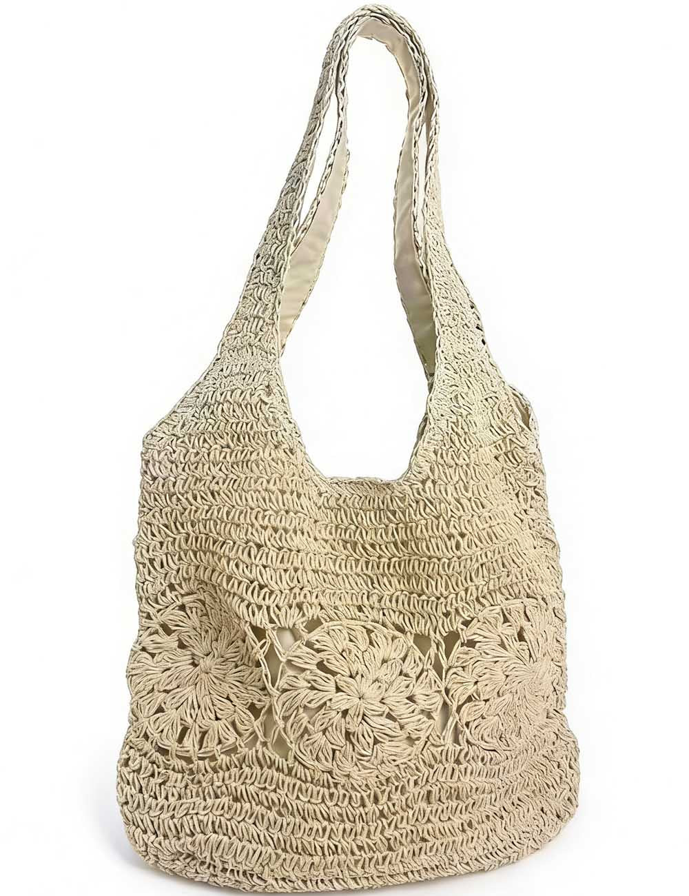 Ladies Boho Crochet Woven Summer Beach Shoulder Bag