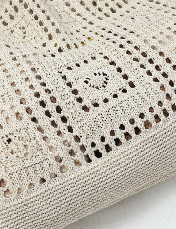 Ladies Square Knit Solid Color Tote Bag SKAB4110