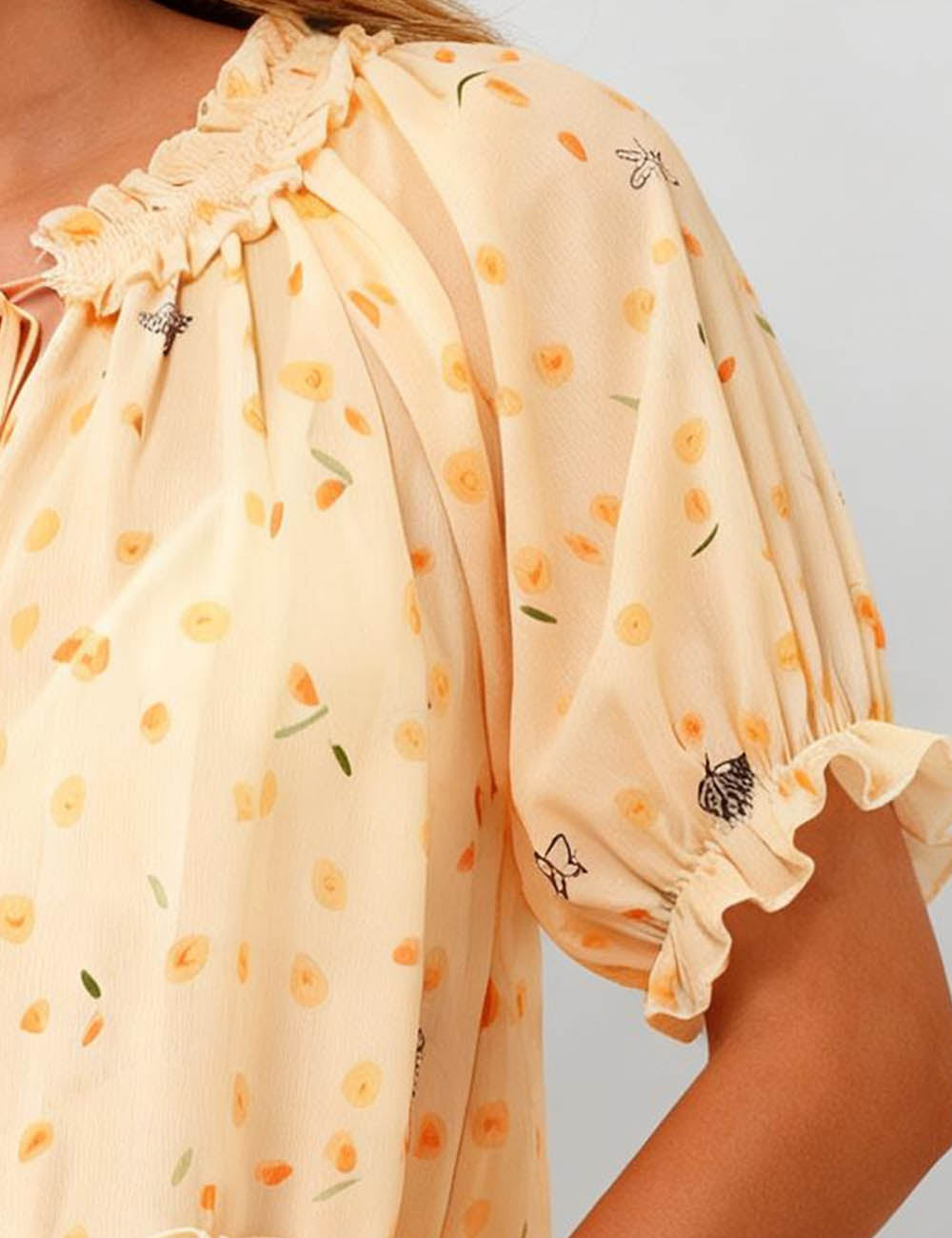 Ladies Floral Print Ruffle Blouse & Maxi Skirt Matching Set