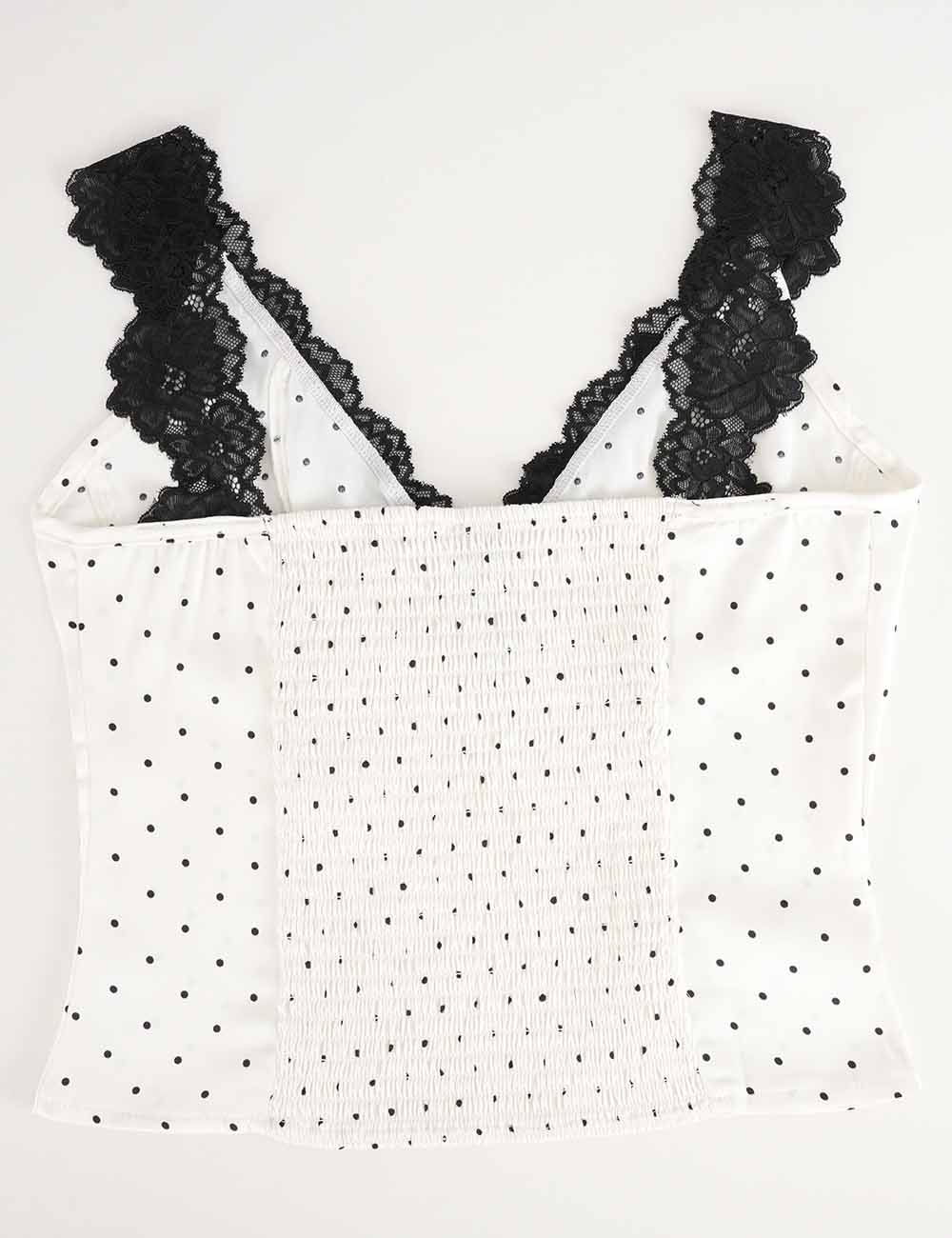 Ladies Chic Polka Dot Lace Strap V-Neck Sleeveless Tank Top