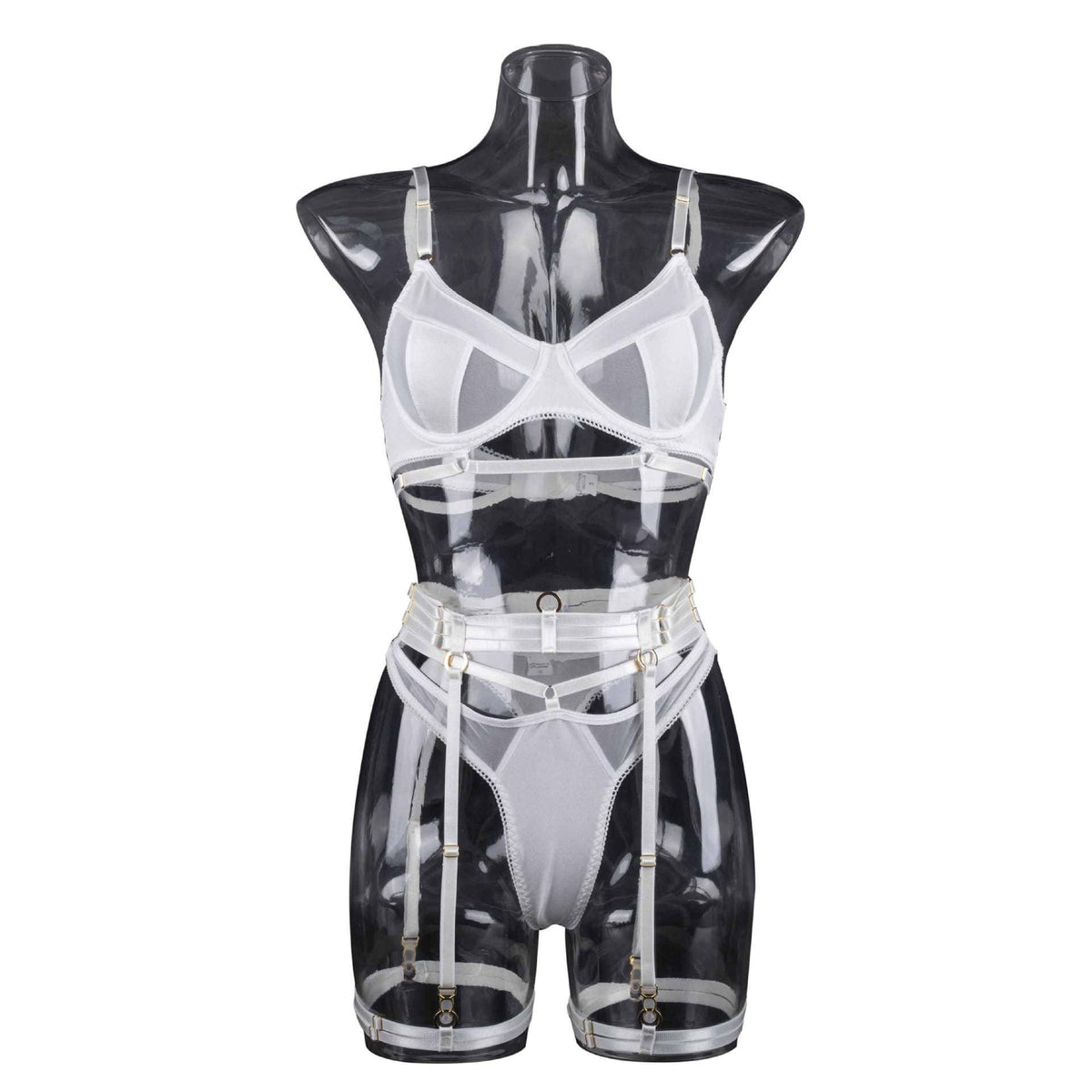 Black See Through Lingerie Set with Garter Belt