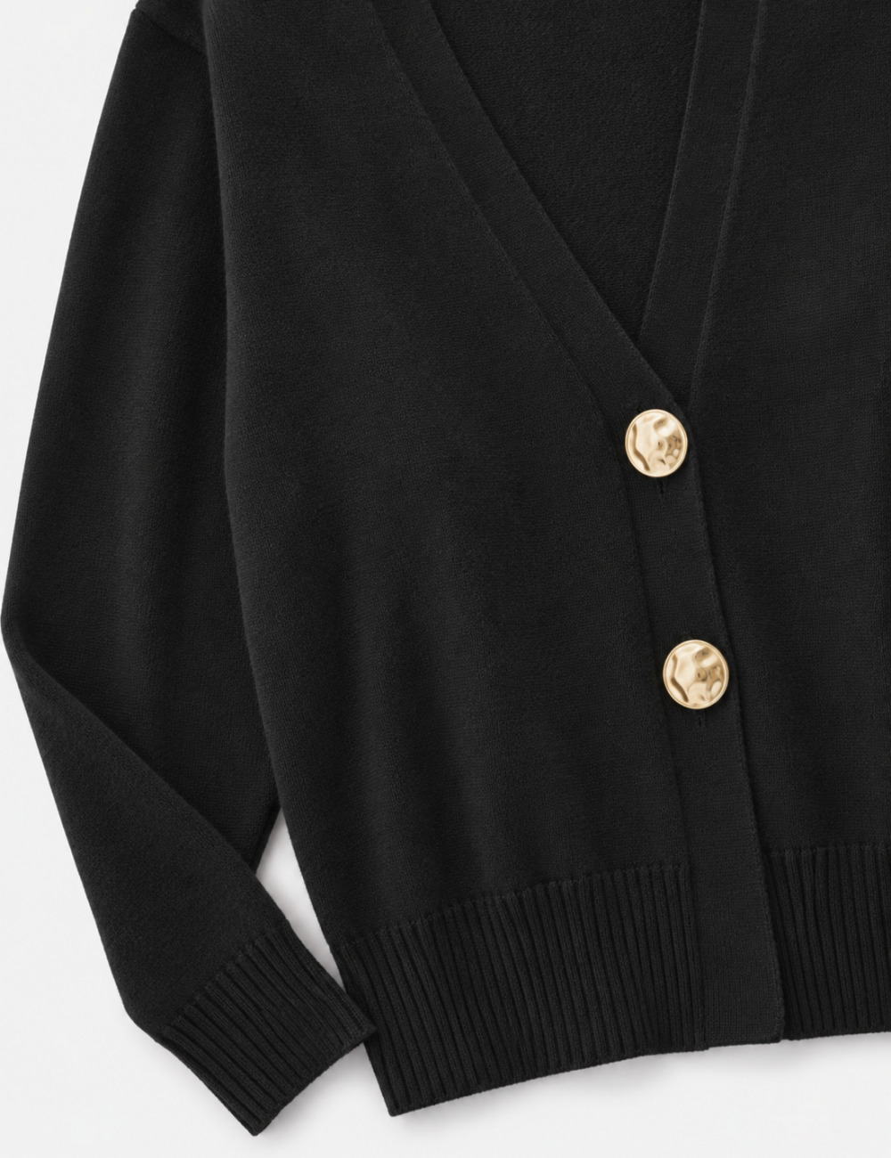 Ladies V Neck Gold Buttons Knit Cardigan Top
