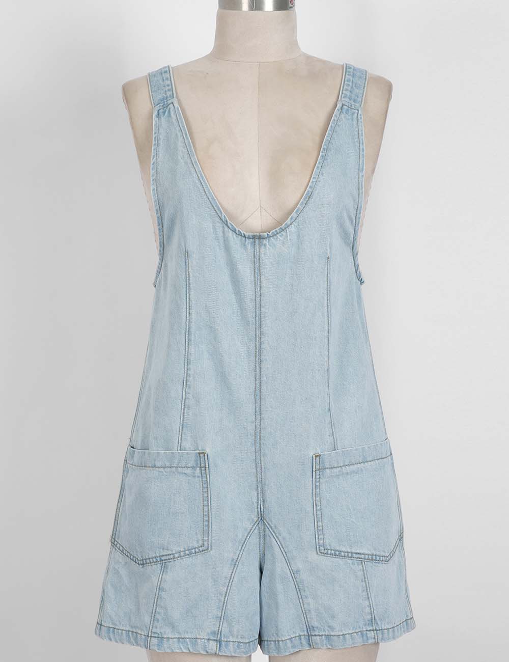 Ladies Denim Adjustable Shoulder Romper