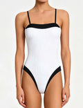 Ladies Color Block Square Neck One Piece Swimsuit