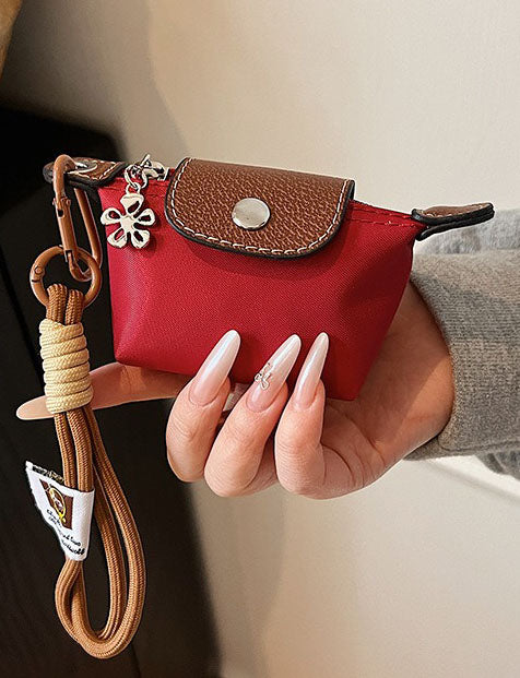 Ladies Color Block Flap Mini Wallet Bag with Key Chain