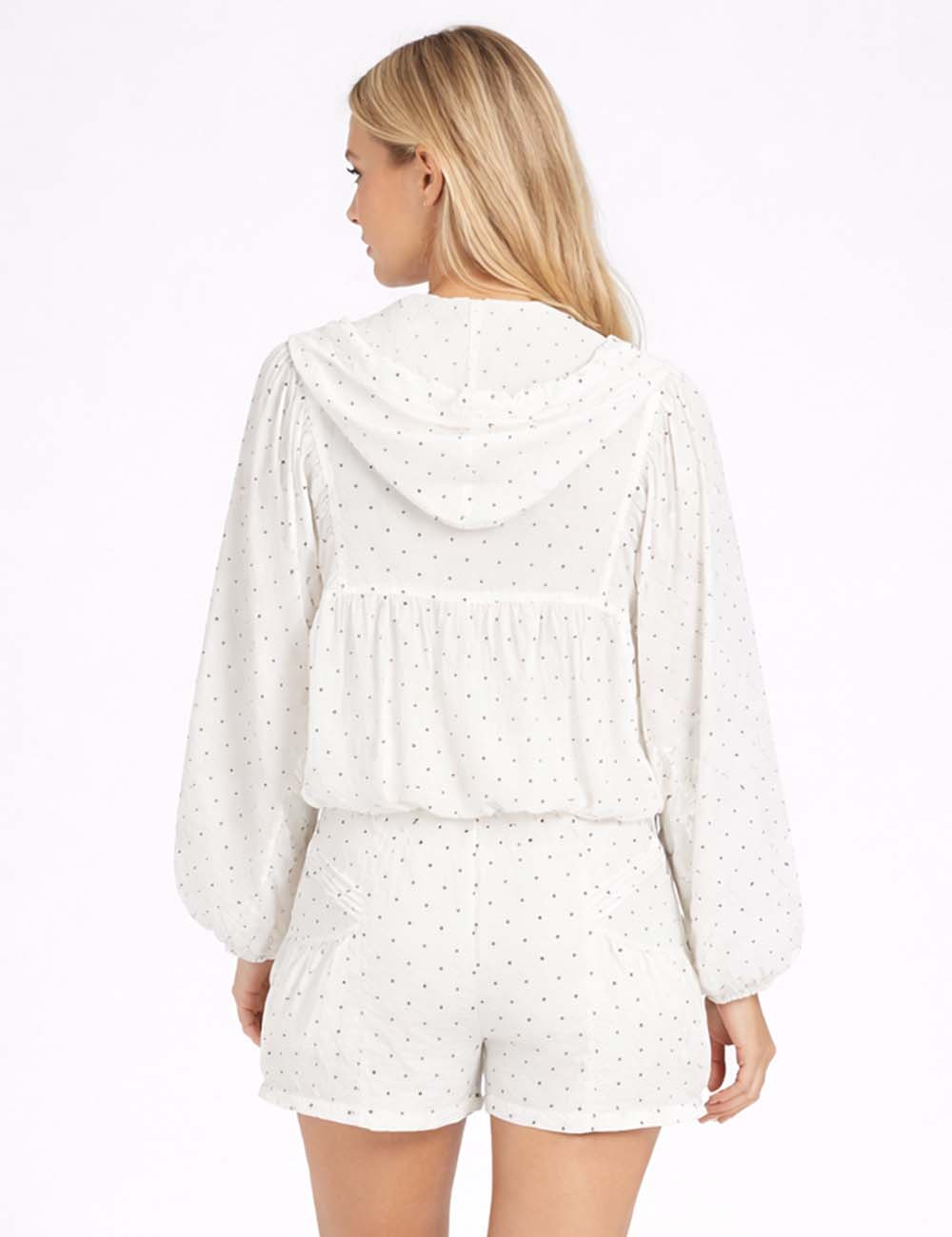 Ladies Polka Dot Elastic Waist Pleated Gathered Bubble Shorts